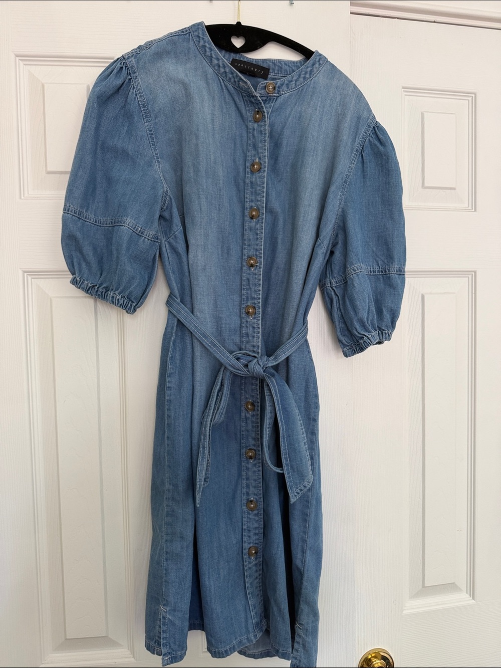 Sanctuary Denim Button-Front Puff Sleeve Dress